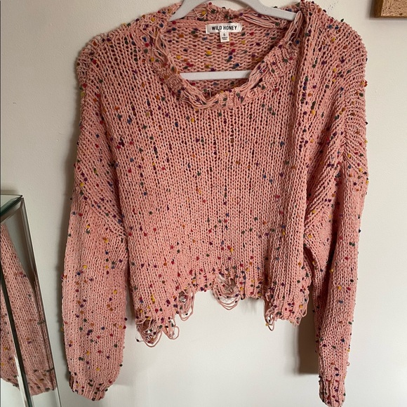 Wild Honey Sweaters Wild Honey Cropped Pom Pom Sweater Poshmark